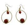 Winsome Intricate Design Coral Gold Oxidized Hoop Dangling Earrings
