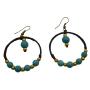 Turquoise Boho Style Earrings Round Wire Wax Cord Knitted Earrings