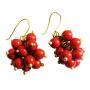 Coral Dangling Effervescence Cluster Coral Earrings Gold Oxidized Hook