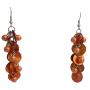 Orange Shell Cluster Earrings Orange Pearls Shell Boho Earrings