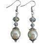 Mother Of Pearl Earrings with Clear Crystal Glass Beads & Bali Silver