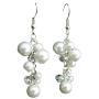 White Pearl Clear Crystal Glass Beads Dangling Cute Cluster Earrings