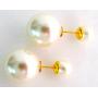 Front Back White Double Pearl Pearl Post Back Stud Earrings