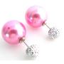 Fuchsia Pearl Front Back Double Sided Stud Earrings Complimentary Gift