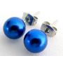 Flower Girl Dark Blue Pearl Jewelry Stud Earrings