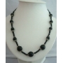 Black Cultured Black Pearl 20 Inches Long Necklace w/ Bali Metal