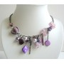 Multi Beads Purple Dangling Beades Necklace