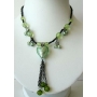 Striking Green Choker w/ Heart Tassel Necklace
