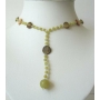 Citrine Beaded Y Neck Necklace w/ Shell & Assorted Beads