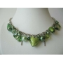Multi Color Green Beads with Shell & Simulated Crystal Necklace