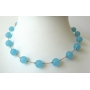 Blue Glass Faceted Beads Choker Rhodium Silver Plated Chain Necklace