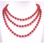 Sexy Red Bead Long Necklace Red Lucite Beads 2 or 3 Strands 54 Inches