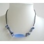 Nuggets Blue Stone Beaded Necklace Simulated Millefiori Choker