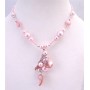 Sexy Pink Shell Choker Pink Cultured Pearls w/ Shell Dangling Necklace