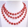 Red Flat Bead Long Necklace Striking Red Bead 54 Inches Long Necklace