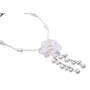 Pure White Bead Pearl Immitation Glass Flower Dangling Pearls Necklace
