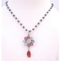 Black Pearl Chained Necklace Multicolored Flower Teardrop Necklace