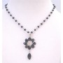 Black Flower Pendant Inexpensvie Teardrop Chained Necklace