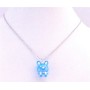 Bunny Rabbit Pendant Blue Enamel Pendant Silver Plated Chain Necklace