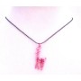 Christmas Jewelry Pink Reindeer Enamel w/ Flower Work On Pendant Black