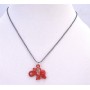 Elephant Pendant Choker Necklace Red Enamel Elephant w/ Cubic Zircon