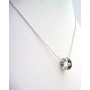Black Ring Pendant Necklace Embedded w/ Cubic Zircon Necklace