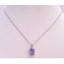 Light Amethyst Cubic Zircon Faceted Pendant Silver Plated Necklace