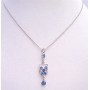 Dangling Pendant Necklace Silver Frame Dangling w/ Blue Cubic Zircon