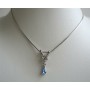 Cute Necklace w/ Blue Cubic Zircon Teardrop Dangling Pendant Necklace