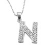 Cute Alphabet Pendant Necklace Letter N Fully Ebedded w/ Cubic Zircon