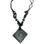 Onyx Stone Nuggets Jet Crystals Murano Square Glass Pendant Necklace