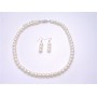 Cream Choker Necklace 16 Inches Synthetic Pearls Jewelry Earrings Set