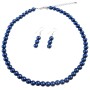 Dark Blue Synthetic Pearls Jewelry Cool Necklace Set Pearls Earrings