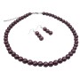 Burgundy Purple Synthetic Pearls Wedding Bridal Jewelry Necklace Set