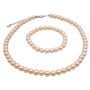 Dainty Peach Necklace & Bracelet Synthetic High Quality Pearls