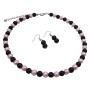 Black Pearls Earrings w/ Pink Black Pearls Beads Necklace Jewelry Set