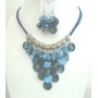 Blue Shell Necklace Mop Shell Dangling Jewelry Threaded Necklace Set