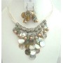 Natural Mop Shell Dangling Synthetic Pearl Bead Threaded Necklace Set