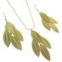 Golden Dangling Leaves Classic Antique Inexpensive Pendant Earring Set