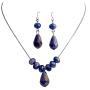 Beaded Necklace Earrings Dark Sapphire Crystals Wedding Gifts