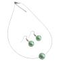 Elegance Style Green Single Pearl Necklace Earrings Set