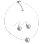 Impressive White Single Pearl Lovely Necklace Earrings Set