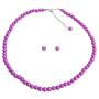 Purple Pearl Necklace with Stud Earrings Jewelry Set