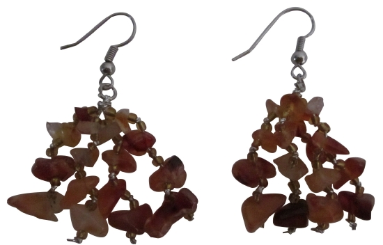 Genuine Carnelian Stone Chip Bead Earrings Custom Handcrafted Jewelry