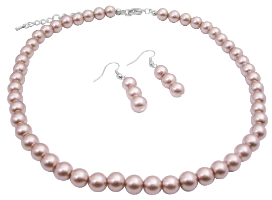 Wedding Champagne Pearls Necklace Set Beautiful Pearls NOT PLASTIC 