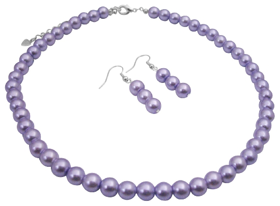 Affordable Bridal Bridemaids jewelry Set Victorian Lilac Wedding Pearls