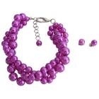 Handmade Purple Bracelet Stud Earrings Gift Beautiful Purple Jewelry